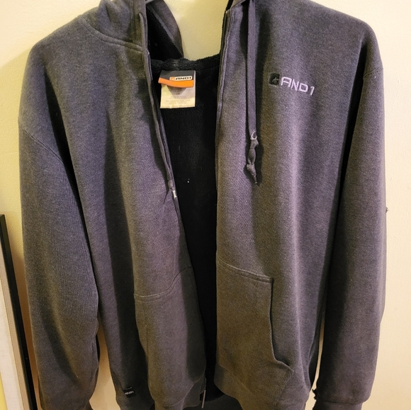 And1 Zip-up Hoodie Y2K Men's XL dark gray weathered - Picture 2 of 8